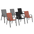 ID MARKET - Lot de 6 chaises de jardin LYMA métal et textilène empilables gris noir et terracotta - vignette