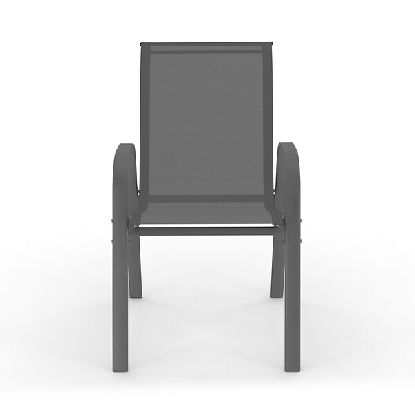 ID MARKET - Lot de 6 chaises de jardin LYMA métal et textilène empilables gris noir et terracotta - large