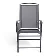 ID MARKET - Lot de 4 chaises de jardin pliantes avec accoudoirs ALGHERO métal et textilène gris anthracite - vignette
