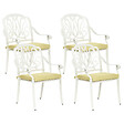 BELIANI - Lot de 4 chaises de jardin avec coussins ANCONA Métal Blanc cassé - vignette