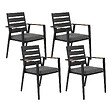BELIANI - Lot de 4 chaises de jardin avec coussins TAVIANO Métal Noir - vignette