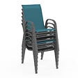 ID MARKET - Lot de 6 chaises de jardin LYMA métal et textilène empilables gris, noir et bleu - vignette