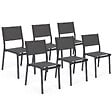 ID MARKET - Lot de 6 chaises de jardin OLBIA métal et textilène empilables gris anthracite - vignette