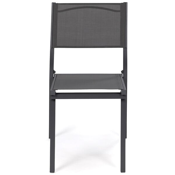 ID MARKET - Lot de 6 chaises de jardin OLBIA métal et textilène empilables gris anthracite - large