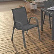 ID MARKET - Lot de 6 chaises de jardin LYMA métal et textilène empilables gris anthracite - vignette
