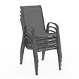 ID MARKET - Lot de 4 chaises de jardin LYMA métal et textilène empilables gris anthracite - vignette