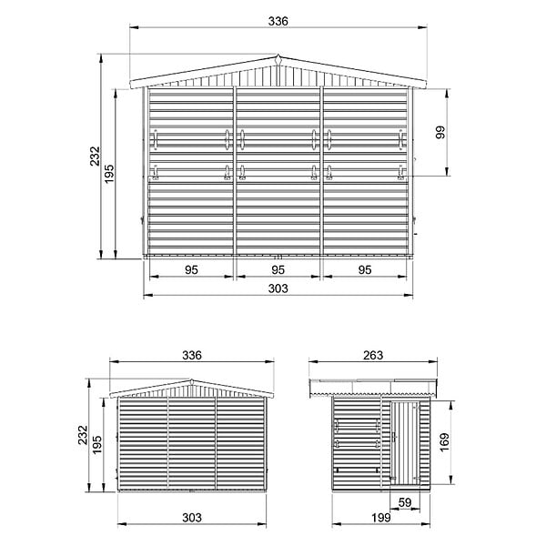TIMBELA - TIMBELA M150B - Maison de jardin en bois - Grand stand de vendeur avec comptoir - H232 x L336x l263 cm/6 m² - large