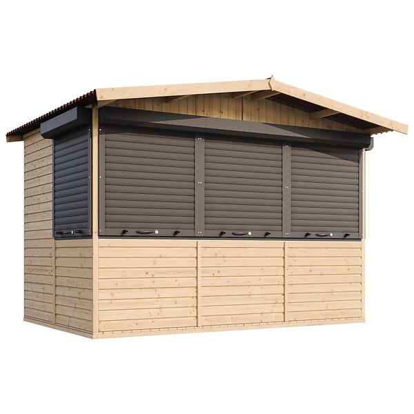 TIMBELA - TIMBELA M150BZ Maison de jardin en bois, Étal de marché en bois 263 x 336 cm / 6 m² - large