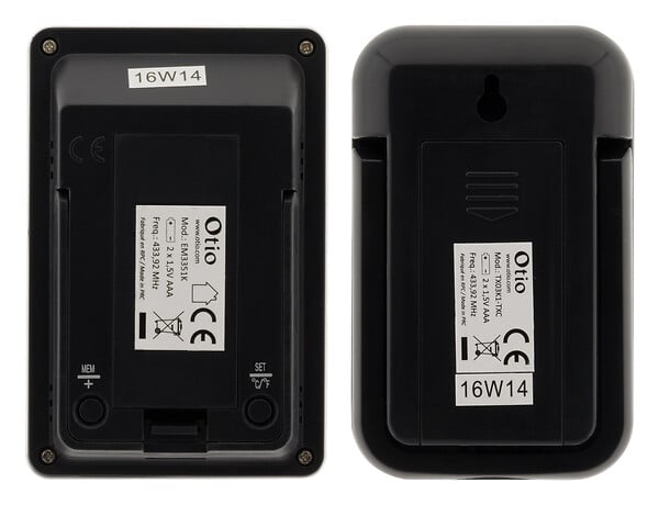 OTIO - Lot de 2 thermomètres intérieur extérieur sans fil - Noir - Otio - large