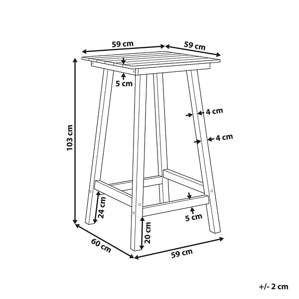 BELIANI - Table de bar de jardin ADIRONDACK 60 cm 59 cm Matière synthétique Rouge - large