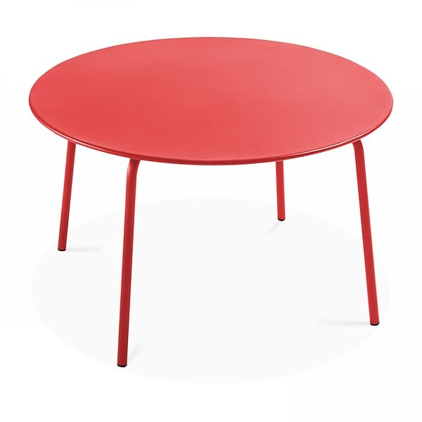 OVIALA - Ensemble table de jardin ronde et 6 chaises en métal rouge - Palavas - large
