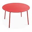 OVIALA - Ensemble table de jardin ronde et 6 chaises en métal rouge - Palavas - vignette