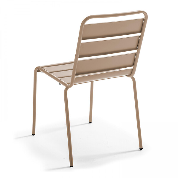 OVIALA - Ensemble table de jardin et 8 chaises en métal gris et taupe - Palavas - large