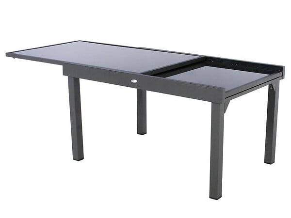 HESPERIDE - Table extensible rectangulaire en verre Piazza 6/10 places Gris anthracite - Hespéride - large
