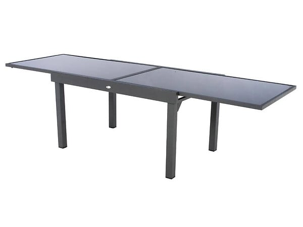 HESPERIDE - Table extensible rectangulaire en verre Piazza 6/10 places Gris anthracite - Hespéride - large