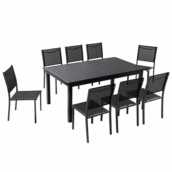 OVIALA - Ensemble table de jardin en aluminium avec 8 chaises  - Butterfly - large