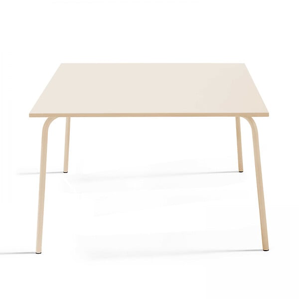OVIALA - Ensemble table de jardin carrée et 8 fauteuils en métal ivoire - Palavas - large