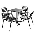 OVIALA - Ensemble table de jardin bistrot 70cm et 4 chaises en aluminium gris - Cardiff - vignette
