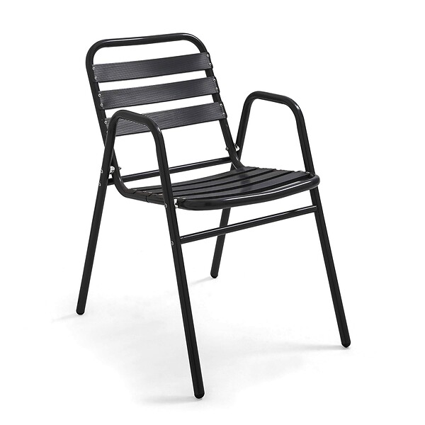 OVIALA - Ensemble table de jardin bistrot 70cm et 4 chaises en aluminium gris - Cardiff - large
