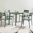 OVIALA - Ensemble table de terrasse 70cm et 4 fauteuils vert foncé - Almada - vignette