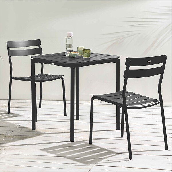 OVIALA - Ensemble table de terrasse 70cm et 2 chaises noir - Almada - large