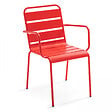 OVIALA - Ensemble table de jardin ronde et 6 fauteuils acier rouge - Palavas - vignette