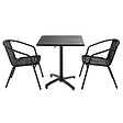 OVIALA - Ensemble table de jardin bistrot 70cm et 2 chaises en aluminium gris - Cardiff - vignette
