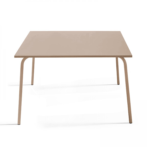 OVIALA - Ensemble table de jardin carrée et 8 fauteuils en métal taupe - Palavas - large