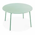 OVIALA - Ensemble table de jardin ronde et 6 chaises en métal vert sauge - Palavas - vignette