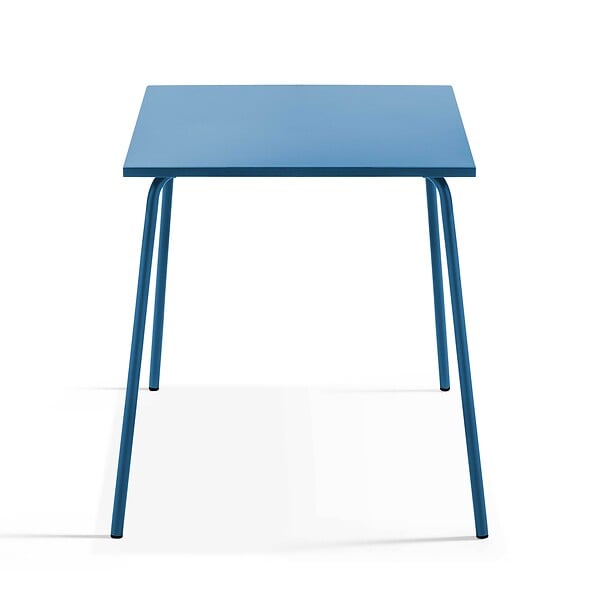 OVIALA - Ensemble table de jardin carrée et 2 chaises acier bleu pacific - Palavas - large