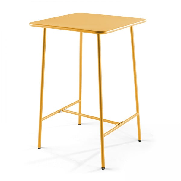 OVIALA - Ensemble table de bar et 4 chaises hautes en métal jaune - Palavas - large