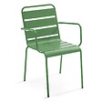 OVIALA - Ensemble table de jardin et 8 fauteuils en métal vert cactus et gris - Palavas - vignette