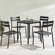 OVIALA - Ensemble table de terrasse 70cm et 4 chaises noir - Almada - vignette