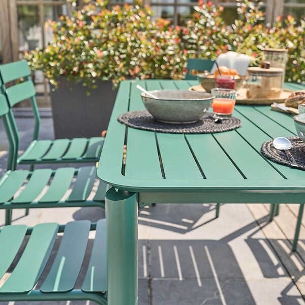 OVIALA - Ensemble table de jardin et 8 chaises vert foncé - Almada - large