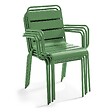 OVIALA - Ensemble table de jardin et 4 fauteuils en métal vert cactus - Palavas - vignette