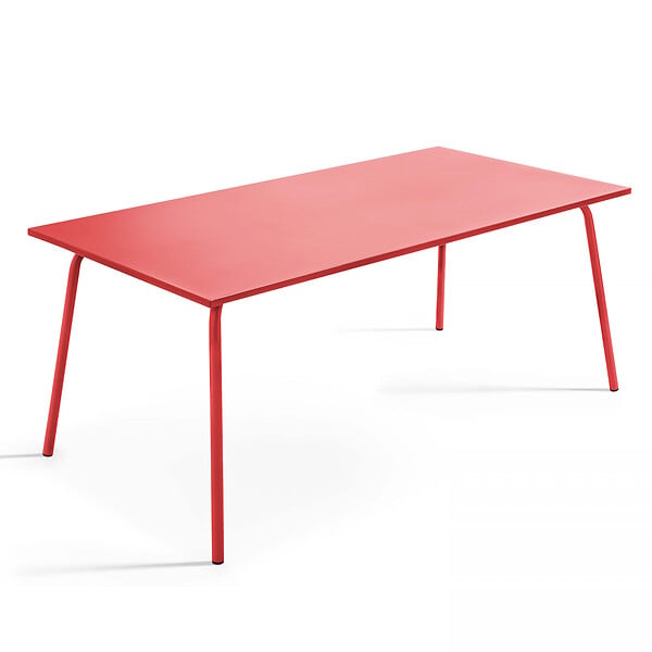 OVIALA - Ensemble table de jardin et 6 chaises en métal rouge - Palavas - large