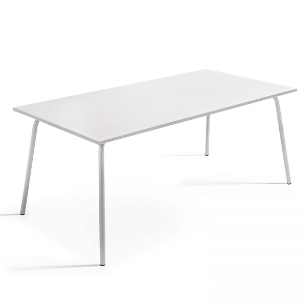 OVIALA - Ensemble table de jardin et 6 chaises en métal blanc - Palavas - large
