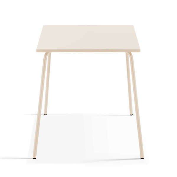 OVIALA - Ensemble table de jardin carrée et 4 fauteuils acier ivoire - Palavas - large