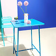 OVIALA - Ensemble table de bar et 2 chaises hautes en métal bleu pacific - Palavas - vignette