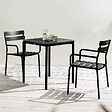 OVIALA - Ensemble table de terrasse 70cm et 2 fauteuils noir - Almada - vignette