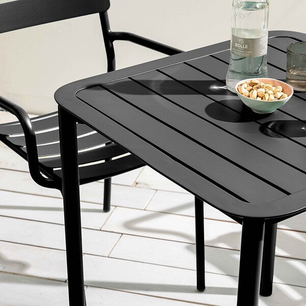 OVIALA - Ensemble table de terrasse 70cm et 2 fauteuils noir - Almada - large
