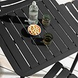 OVIALA - Ensemble table de terrasse 70cm et 2 fauteuils noir - Almada - vignette