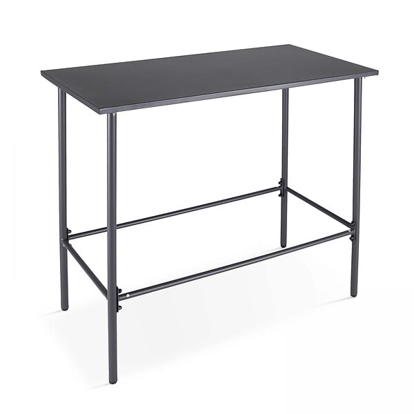 OVIALA - Ensemble table haute de jardin et 6 chaises en métal gris - Palavas - large