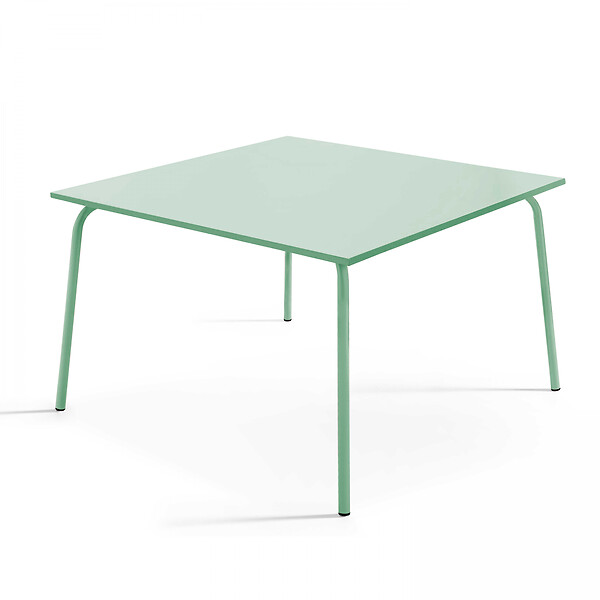 OVIALA - Ensemble table de jardin et 8 chaises en métal vert sauge - Palavas - large