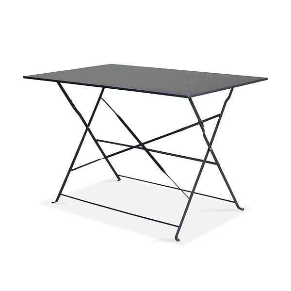 OVIALA - Table de jardin bistrot et 4 chaises pliantes en acier gris - Rome - large