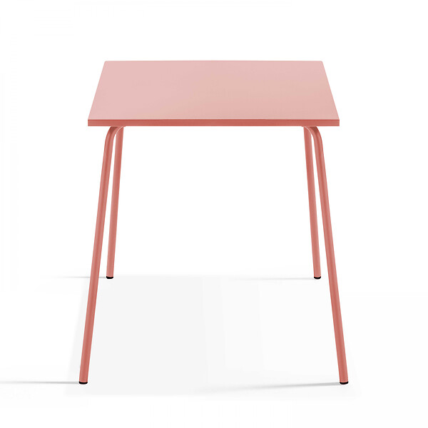 OVIALA - Ensemble table de jardin carrée et 4 fauteuils acier argile - Palavas - large