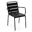 OVIALA - Ensemble table de Jardin et 8 fauteuils en métal noir - Palavas - vignette