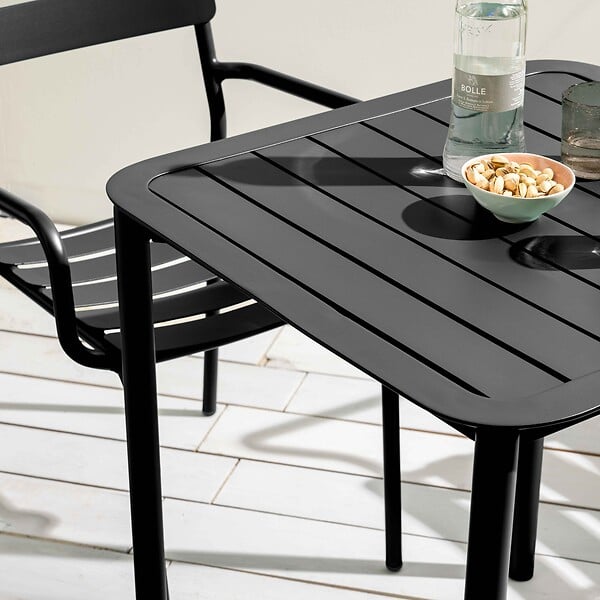 OVIALA - Ensemble table de terrasse 70cm et 4 fauteuils noir - Almada - large