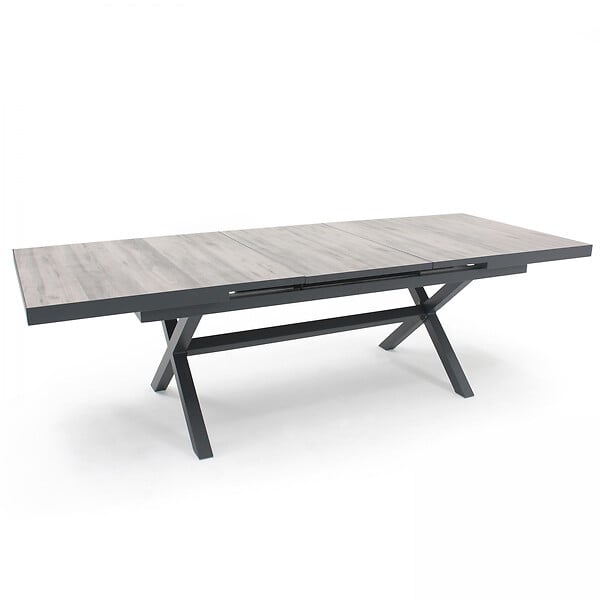 OVIALA - Table extensible en aluminium et céramique 10 chaises gris - Tivoli - large
