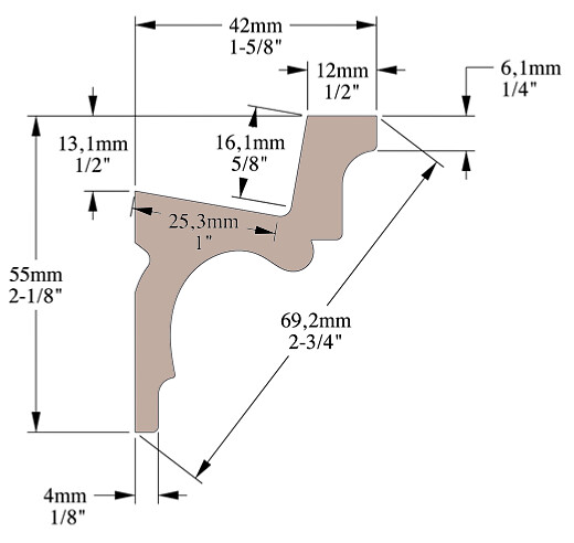 SANS - Corniche plafond Cimaises et plus C03 - 5,5x4,2x200cm (h x p x L) - moulure décorative polyuréthane - large